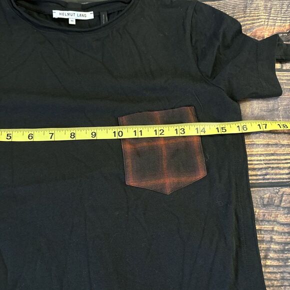 Helmut Lang Womens Distressed Slash 100% Cotton T-Shirt Black W/pockst Size XS - Picture 6 of 8